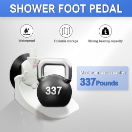 Shower Foot Rest for Shaving Legs with Upgraded Industrial Suction Cup, Only Fit Smooth & Non-Porous & Bigger 5.2 Inches Tile Wall, White, Pack of 1