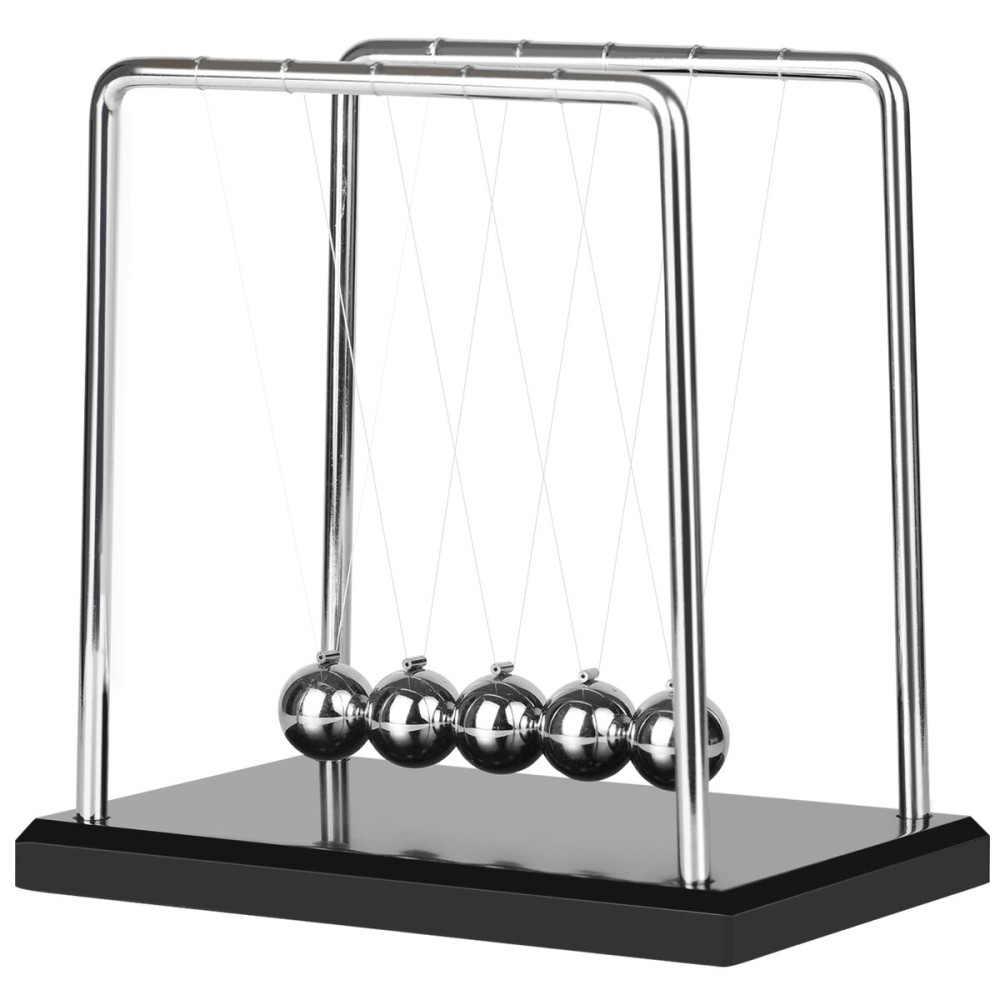 Large Newtons Cradle Balance Pendulum 5 Balls, Wooden Base Newton\'s Cradle, Desktop Toys Kinetic Toys for Kids Adults, Office Home Desk Dcor, Fun Science Physics Learning