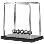Large Newtons Cradle Balance Pendulum 5 Balls, Wooden Base Newton\'s Cradle, Desktop Toys Kinetic Toys for Kids Adults, Office Home Desk Dcor, Fun Science Physics Learning