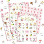 Shappy 35 Pcs Floral Tea Party Bingo Cards 24 Players Floral Tea Birthday Games Bingo Games for Adults Family Activities Birthday Wedding Party Favors Gifts