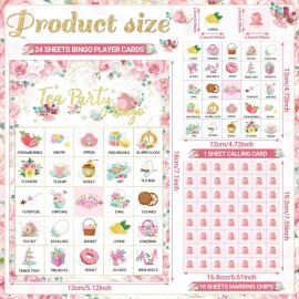 Shappy 35 Pcs Floral Tea Party Bingo Cards 24 Players Floral Tea Birthday Games Bingo Games for Adults Family Activities Birthday Wedding Party Favors Gifts