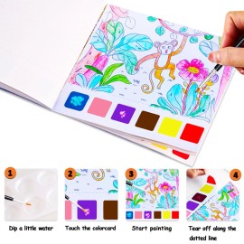 YXOTJHS Paint with Water Books, Watercolor Coloring Books for Kids Ages 4-8, Mess Free Water Painting Book for Toddlers 2-4, Arts and Crafts for Kids 4-6 Girls Boys Gifts