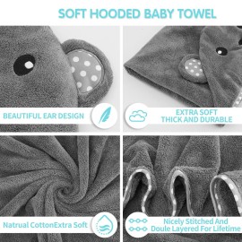 URSEORY Baby Hooded Towel, 2 Pack Cotton Baby Towel Set, 31 X 31 Inch Super Soft Baby Bath Towel for Infants, Toddlers and Newborn (Panda)