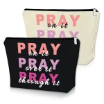 Sazuwu 2PCS Prayer Gifts for Women Makeup Bag Christian Bible Verse Gifts Religious Gifts for Mom Cosmetic Bag Baptism Gifts for Girl Inspirational Prayer Gifts Birthday Christmas Gift