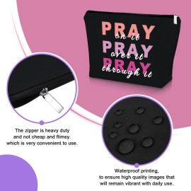 Sazuwu 2PCS Prayer Gifts for Women Makeup Bag Christian Bible Verse Gifts Religious Gifts for Mom Cosmetic Bag Baptism Gifts for Girl Inspirational Prayer Gifts Birthday Christmas Gift