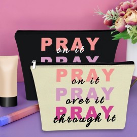 Sazuwu 2PCS Prayer Gifts for Women Makeup Bag Christian Bible Verse Gifts Religious Gifts for Mom Cosmetic Bag Baptism Gifts for Girl Inspirational Prayer Gifts Birthday Christmas Gift