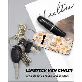 KLLRO RUO Chapstick Holder Keychain Fashion Lipstick Sleeve Lip Balm Portable Pocket Lip Gloss Tube Holder Clip-on Makeup Travel Accessories - Floral Mushroom