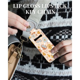 KLLRO RUO Chapstick Holder Keychain Fashion Lipstick Sleeve Lip Balm Portable Pocket Lip Gloss Tube Holder Clip-on Makeup Travel Accessories - Floral Mushroom