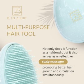 B to Z Edit Travel Hairbrush - Mini Hair Detangler for Women Teens Kids - Sensory Scalp Massager - Small Portable Comb - Thick, Curly, Straight, Wet, Dry - Compact Detangler - Purse Essentials