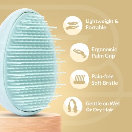 B to Z Edit Travel Hairbrush - Mini Hair Detangler for Women Teens Kids - Sensory Scalp Massager - Small Portable Comb - Thick, Curly, Straight, Wet, Dry - Compact Detangler - Purse Essentials