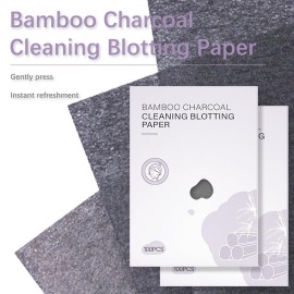 200-Count Natural Bamboo Charcoal Oil Absorbing Tissues - Easy Dispensing Design, Premium Face Blotting Sheets for Skin Care or Makeup Essentials