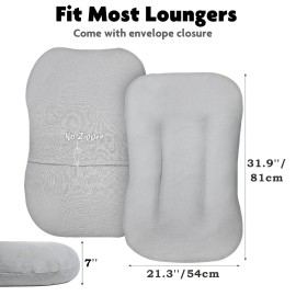 Newwiee 3 Pcs Muslin Baby Lounger Cover Organic Cotton Removable Lounger Cover Soft and Breathable Infant Slipcover Newborn Gifts for Girl Boy(Beige, Grey, White,Solid Color)