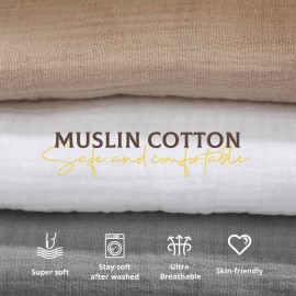 Newwiee 3 Pcs Muslin Baby Lounger Cover Organic Cotton Removable Lounger Cover Soft and Breathable Infant Slipcover Newborn Gifts for Girl Boy(Beige, Grey, White,Solid Color)