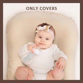 Newwiee 3 Pcs Muslin Baby Lounger Cover Organic Cotton Removable Lounger Cover Soft and Breathable Infant Slipcover Newborn Gifts for Girl Boy(Beige, Grey, White,Solid Color)