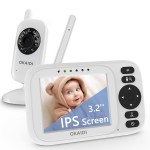 OKAIDI Baby Monitor with Camera and Audio, 3.2 IPS Screen Video Baby Monitor No WiFi, Infrared Night Vision, VOX Mode, Sound Activated Screen, 1000ft Transmission Range
