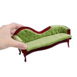 ABOOFAN Dollhouse Furniture Miniature Accessories 1 12 Scale Vintage Wooden Sofa Mini Victorian Bench Chair Lounge for Dollhouse Living Room Craft Decoration