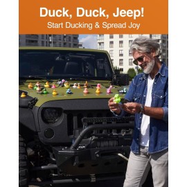Jeep Ducks for Ducking Refill Kit- 75 Piece kit Including 25 Rubber Ducks, 25 Jeep Ducking Cards & 25 Rubber Bands Plus Official Duck Duck Jeep Mobile App - Happy Duckers