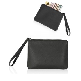 Small Makeup Bag for Purse Mini Cosmetic Pouch Zipper Little Wristlet, Tiny Make Up Organizer Lipstick Feminine Product Car Change Coin Holder for Women, 4.5 x 6.5 Clutch Stadium Approved, 1 Black