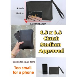 Small Makeup Bag for Purse Mini Cosmetic Pouch Zipper Little Wristlet, Tiny Make Up Organizer Lipstick Feminine Product Car Change Coin Holder for Women, 4.5 x 6.5 Clutch Stadium Approved, 1 Black