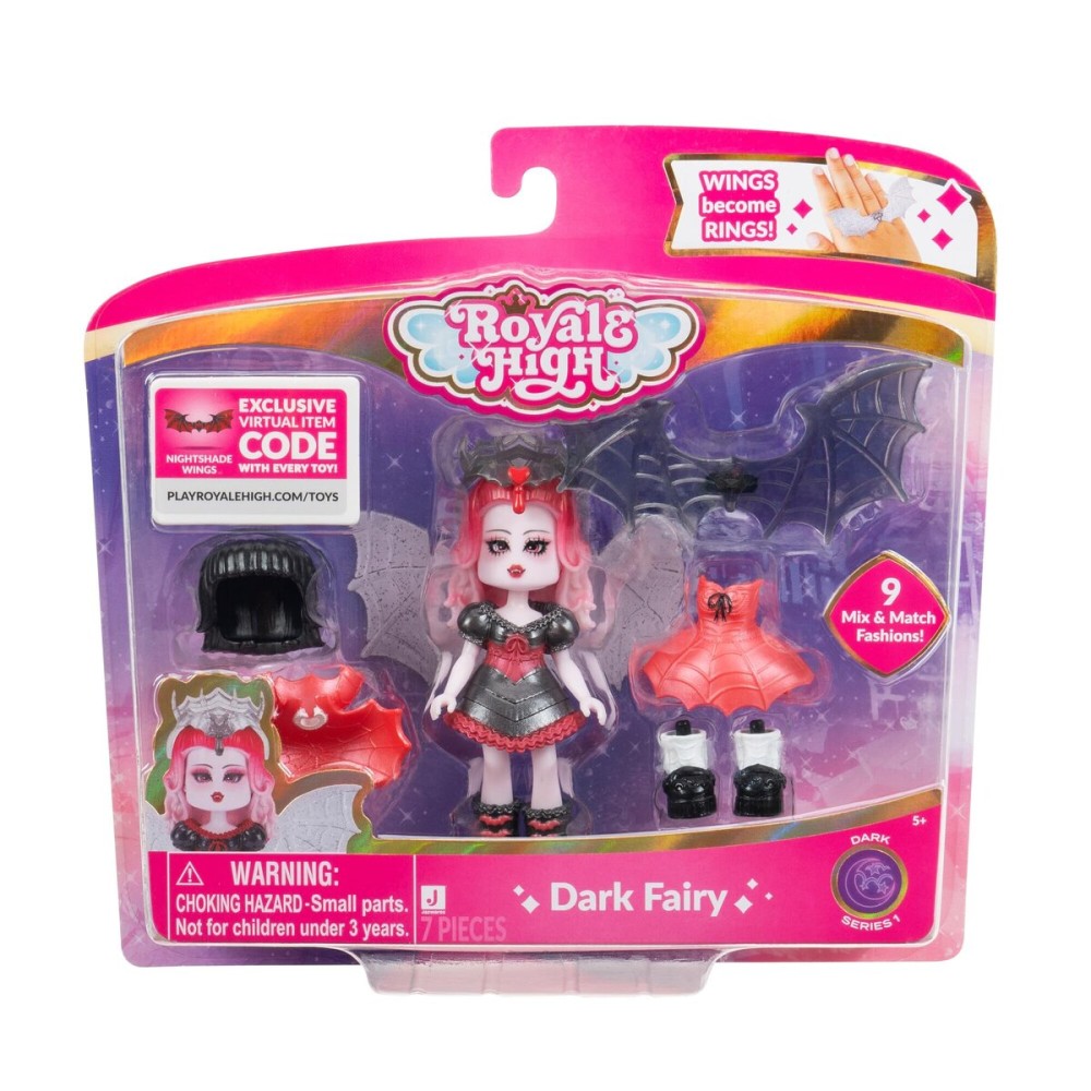 Royale High 3 Dark Fairy Fashion Doll - 1 Figure with 9 Fashion Accessories - Virtual Item Code Included - Series 1 - Ages 5+
