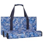 GUSTARIA Empty Mahjong Bag, Blue Printed Soft American Mahjong Bag with Two Wrappers (Case Only, Mahjong Tiles, Trays and Mah jong Racks/Pushers not Include)