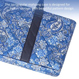 GUSTARIA Empty Mahjong Bag, Blue Printed Soft American Mahjong Bag with Two Wrappers (Case Only, Mahjong Tiles, Trays and Mah jong Racks/Pushers not Include)