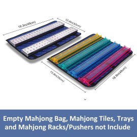 GUSTARIA Empty Mahjong Bag, Blue Printed Soft American Mahjong Bag with Two Wrappers (Case Only, Mahjong Tiles, Trays and Mah jong Racks/Pushers not Include)