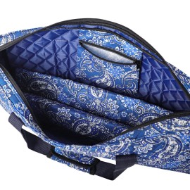 GUSTARIA Empty Mahjong Bag, Blue Printed Soft American Mahjong Bag with Two Wrappers (Case Only, Mahjong Tiles, Trays and Mah jong Racks/Pushers not Include)