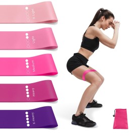 Resistance Bands for Working Out, Exercise Bands Resistance Bands Set with 5 Resistance Levels, Multi-Colored Workout Bands for Indoor & Outdoor Fitness, Leg Strength Training, Yoga (Pink)