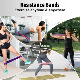Resistance Bands for Working Out, Exercise Bands Resistance Bands Set with 5 Resistance Levels, Multi-Colored Workout Bands for Indoor & Outdoor Fitness, Leg Strength Training, Yoga (Pink)