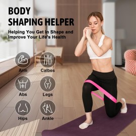 Resistance Bands for Working Out, Exercise Bands Resistance Bands Set with 5 Resistance Levels, Multi-Colored Workout Bands for Indoor & Outdoor Fitness, Leg Strength Training, Yoga (Pink)