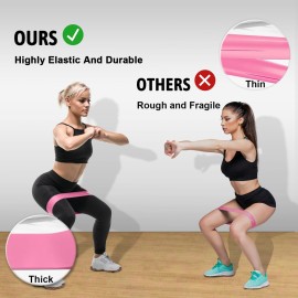 Resistance Bands for Working Out, Exercise Bands Resistance Bands Set with 5 Resistance Levels, Multi-Colored Workout Bands for Indoor & Outdoor Fitness, Leg Strength Training, Yoga (Pink)