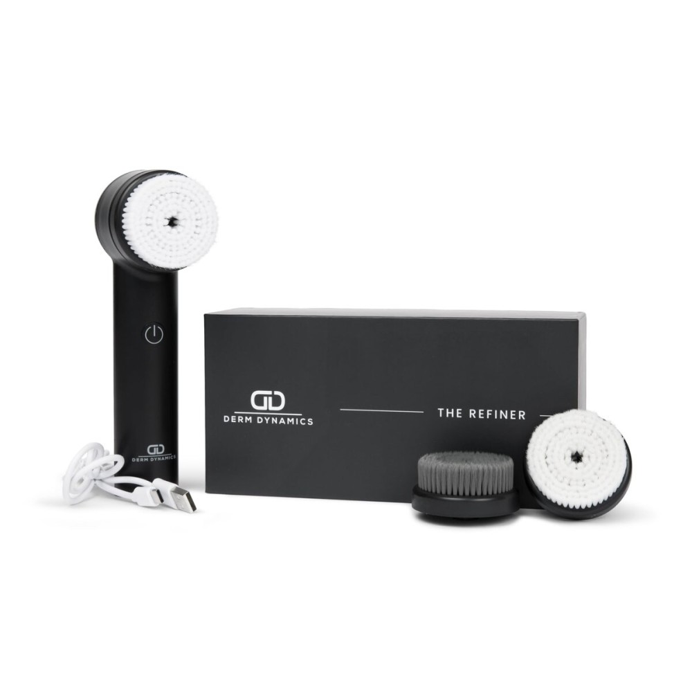DERM DYNAMICS Facial Cleansing Brush (Daily Clean & Deep Exfoliation Modes) - 3 Brush Heads - IPX7 Waterproof, USB Rechargeable Device - Ideal for All Skin Types, Men and Women - Black DERM DYNAMICS Facial Cleansing Brush (Daily Clean & Deep Exfoliation Modes) - 3 Brush Heads - IPX7 Waterproof, USB Rechargeable Device - Ideal for All Skin Types, Men and Women - Black