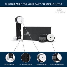 DERM DYNAMICS Facial Cleansing Brush (Daily Clean & Deep Exfoliation Modes) - 3 Brush Heads - IPX7 Waterproof, USB Rechargeable Device - Ideal for All Skin Types, Men and Women - Black DERM DYNAMICS Facial Cleansing Brush (Daily Clean & Deep Exfoliation Modes) - 3 Brush Heads - IPX7 Waterproof, USB Rechargeable Device - Ideal for All Skin Types, Men and Women - Black