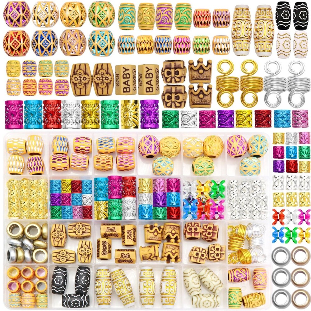 VENOFEN 146PCS Wooden Beads for Braids Hair Jewelry Colorful Hair Cuffs Rings Multi Style Loc Dreadlock Beads Hair Decoration Braids Accessories for Women and Girls VENOFEN 146PCS Wooden Beads for Braids Hair Jewelry Colorful Hair Cuffs Rings Multi Style Loc Dreadlock Beads Hair Decoration Braids Accessories for Women and Girls