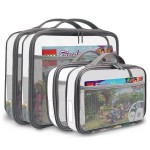 holay 4 Packs PVC Zippered Blocks Set, Toy, Clay, Board game Storage Organizer Case (Name Tag, Manual Pocket) (Gray, Small, Large)