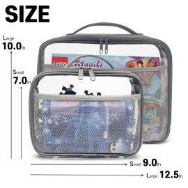 holay 4 Packs PVC Zippered Blocks Set, Toy, Clay, Board game Storage Organizer Case (Name Tag, Manual Pocket) (Gray, Small, Large)