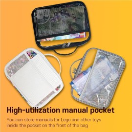 holay 4 Packs PVC Zippered Blocks Set, Toy, Clay, Board game Storage Organizer Case (Name Tag, Manual Pocket) (Gray, Small, Large)
