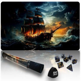 Extalas MTG Playmat TCG Playmat -Includes Storage Tube and 7 Dice-Experience Top-Tier Quality and Edge-Locking Waterproof and Non-Slip Mat! (playmat Without Zones, 1-The Mysterious Ghost Ship)