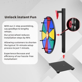 Pionites Prize Wheel Tabletop or Wall Mount Fortune Spin with Dry Erase Marker and Eraser for Engaging Home Parties, Trade Show, Carnival Events (12\'\' 10slots)