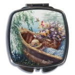 Lissom Design Compact Mirrors - Double Sided 2X-Magnifing Square Travel Mirror for Pocket Purse, 2.63-Inch, Lakeside Breeze