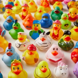 ValenLyra 100 Pack Rubber Duck for Jeeps Ducking - 2 Bulk Floater Duck for Kids - Baby Bath Toy Assortment with Bag - Party Favors, Bath Time, Birthdays, and More (100 Varieties)