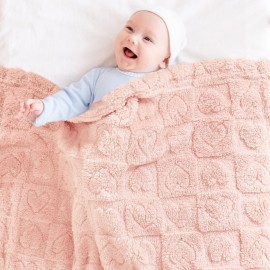 Yurhap Fleece Baby Blanket Heart Checkered Blanket, Ultra Soft Cozy Baby Blankets for Girls Boys, Fluffy Infant Toddler Newborn Receiving Blankets for Crib Stroller 3040 (Light Pink)
