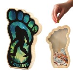 Bigfoot Piggy Bank for Kids Boys Girls, Sasquatch Wooden Piggy Bank Money Bank with Transparent Window, Coin Bank Fun Gifts for Birthday, Christmas, Festival, Baby Shower,Home Decor