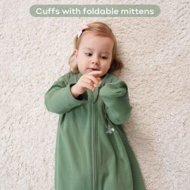 Yoofoss Baby Sleep Sack 6-12 Months Long Sleeve Wearable Blanket Baby 100% Organic Cotton 2-Way Zipper 0.5 Tog Infants Sleeping Sack, Lightweight(Medium)