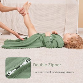 Yoofoss Baby Sleep Sack 6-12 Months Long Sleeve Wearable Blanket Baby 100% Organic Cotton 2-Way Zipper 0.5 Tog Infants Sleeping Sack, Lightweight(Medium)