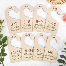 Yewfold Wooden Baby Closet Dividers,Baby Clothes Dividers For Closet,Baby Closet Organizer Hangers For Nursery,Baby Hangers Size Dividers