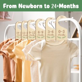 Yewfold Wooden Baby Closet Dividers,Baby Clothes Dividers For Closet,Baby Closet Organizer Hangers For Nursery,Baby Hangers Size Dividers