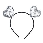 Valentine\'s Day Heart Headband Sequin Love Hair Band Hoop White Glitter Heart Shaped Hair Accessories Headdress For Girls Women New Year Holiday Wedding Birthday Party Props Gift