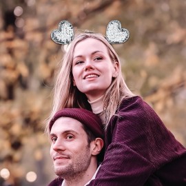 Valentine\'s Day Heart Headband Sequin Love Hair Band Hoop White Glitter Heart Shaped Hair Accessories Headdress For Girls Women New Year Holiday Wedding Birthday Party Props Gift